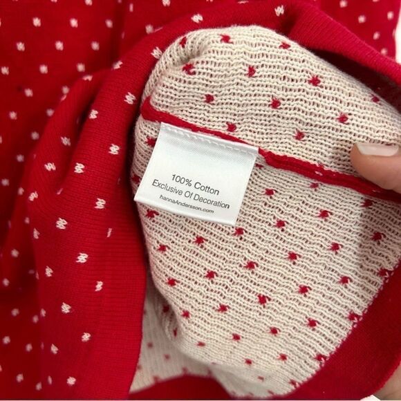Hanna Andersson Long Sleeve Snowflake Red White Knit Cotton Dress US 4 - Picture 7 of 9